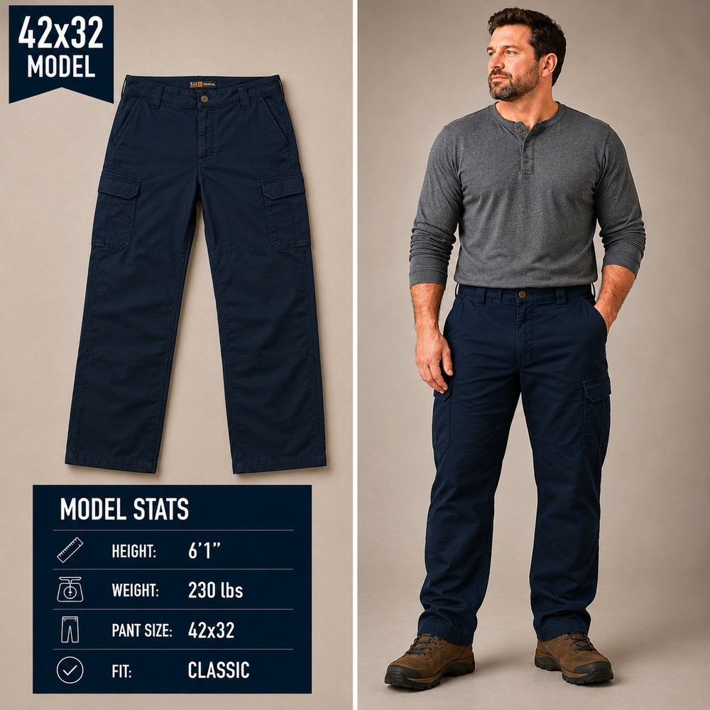 5.11 Tactical Mens Navy Blue Ripstop Cargo Pants 42x32 Classic Fit Work Trousers